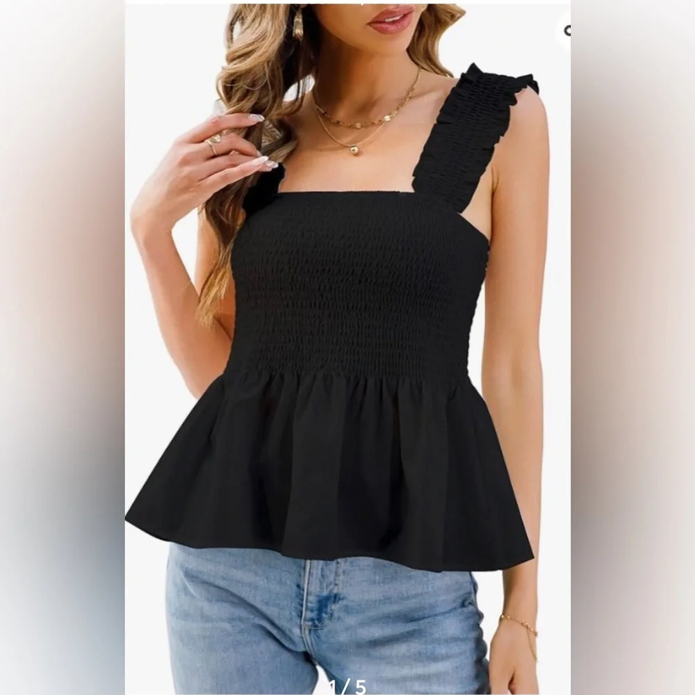 Women's Square Neck Short/Sleeveless Sleeve Tops Casual Chiffon Blouses.